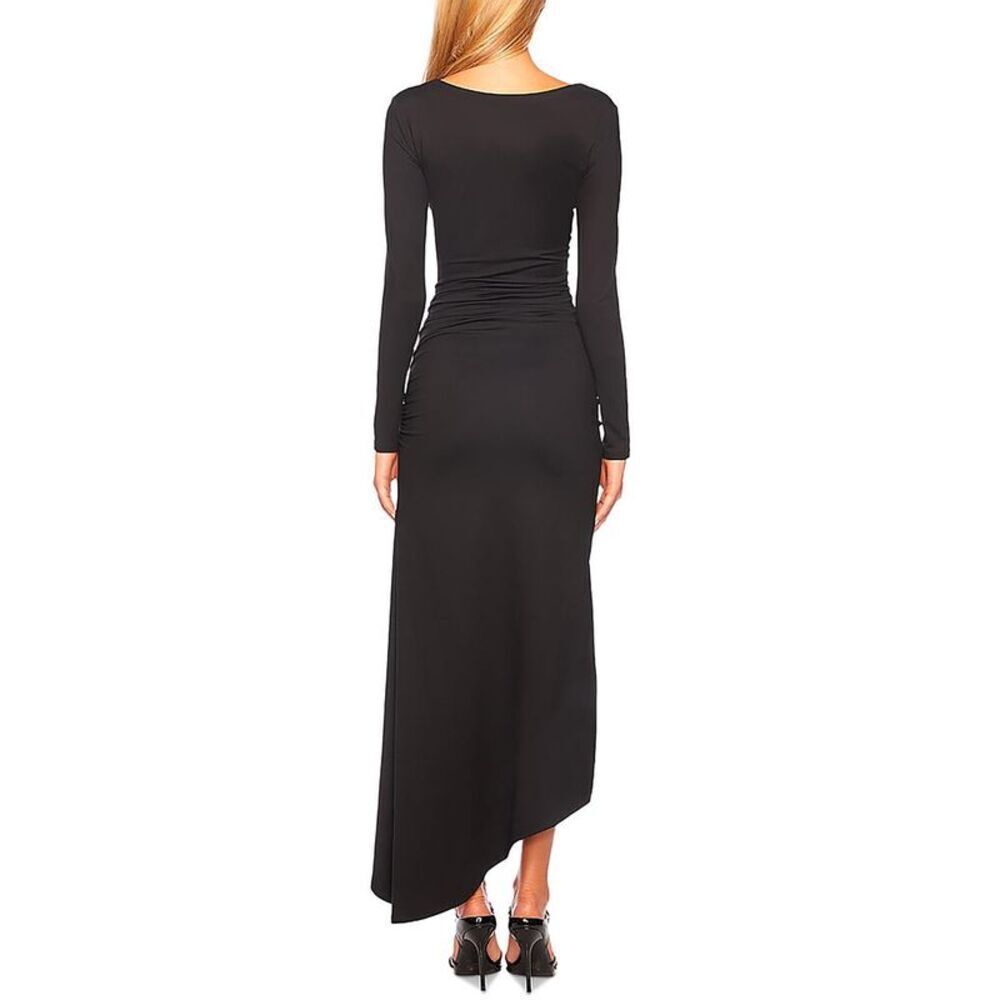 Susana Monaco Womens Black Ruched Asymmetric Formal Evening Dress NWT size L - Picture 2 of 2